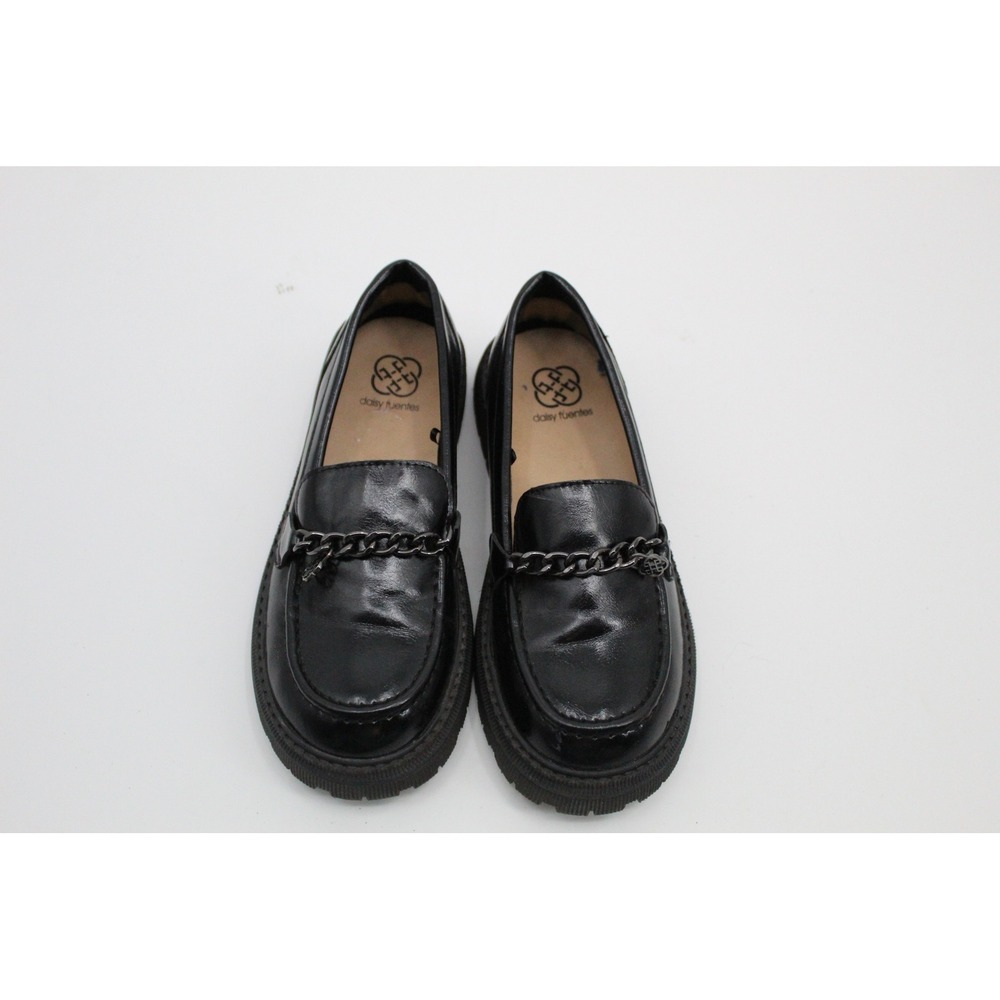 Daisy Fuentes Jetenna-G Black Lug Sole Chain Loafers DF270401 Size 4M